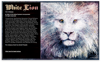 Adobe Photoshop CC 2018 Release secret about screen – code name White Lion.